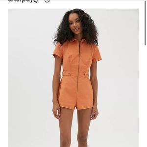 Urban outfitters twill short sleeved romper